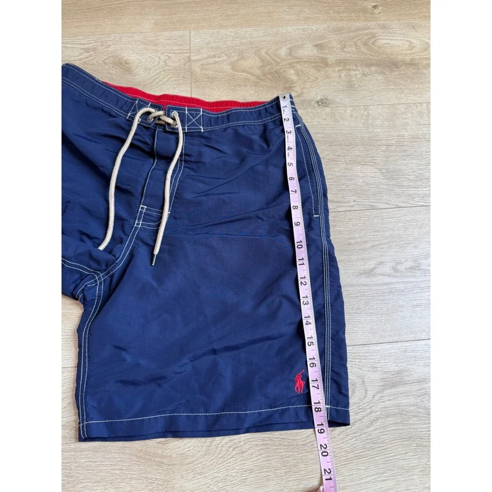EUC Polo Ralph Lauren cargo Navy Blue Swim Trunks With Pockets Mesh Lined size L